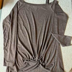 Tendon brown off one shoulder strap shirt size L.